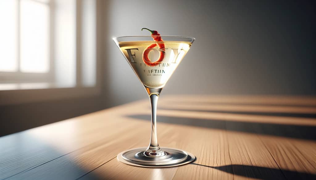 Spicy Fifty cocktail with chili ring garnish on a bar