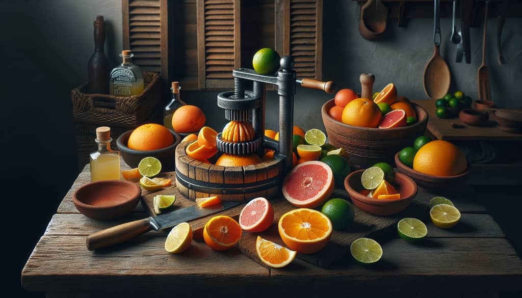 Squeezing fresh citrus fruits to capture their juice for a Cantarito, emphasizing the importance of fresh ingredients