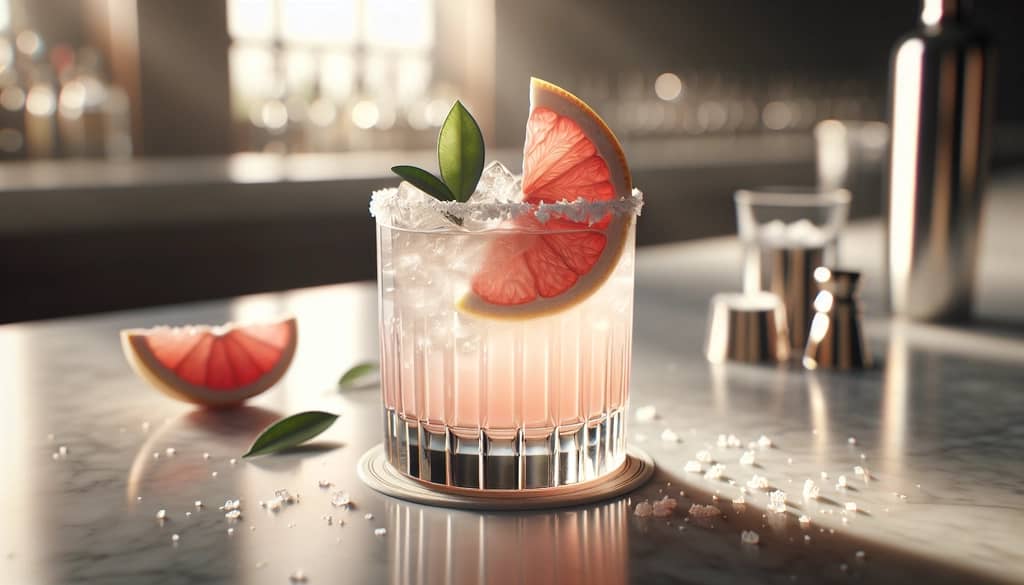 stormy salty dog cocktail with salted rim and grapefruit wedge