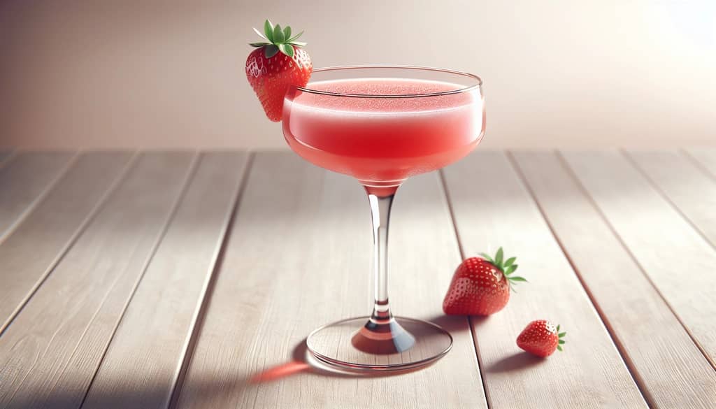strawberry daiquiri with strawberry garnish