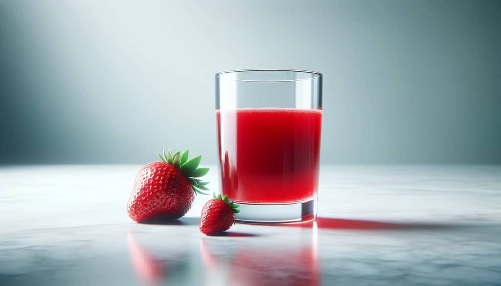 strawberry juice in glass with red color