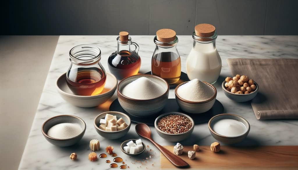variety of sweetener options including agave, stevia, and monk fruit
