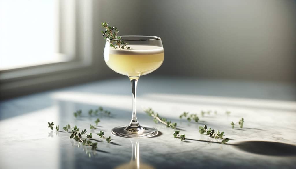 tart mocktail with herbs on marble