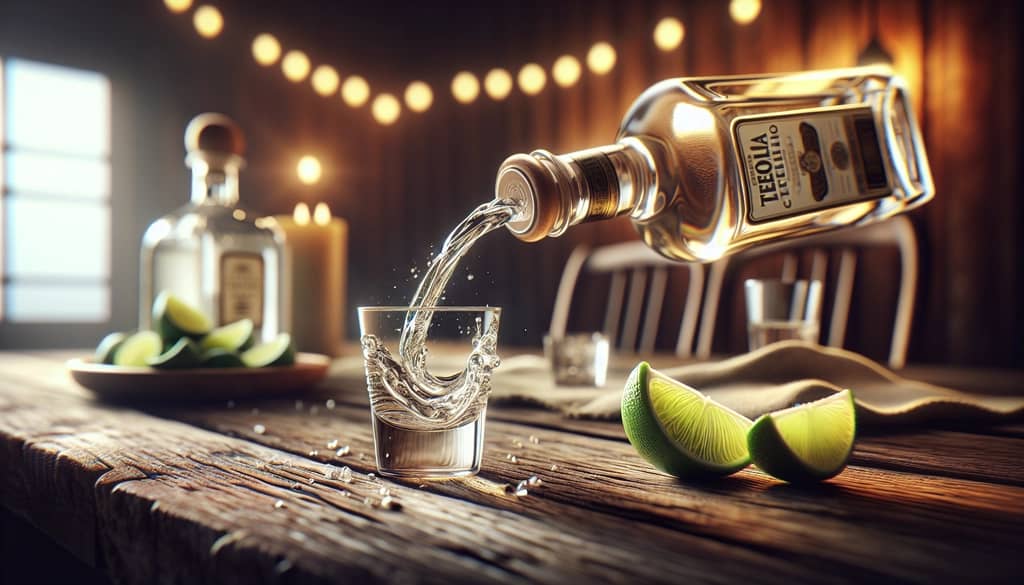 pouring tequila into a small glass during celebration