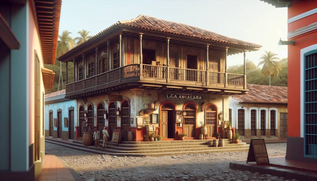 The entrance of La Canchanchara tavern in Trinidad, showcasing its historical architecture and welcoming ambiance