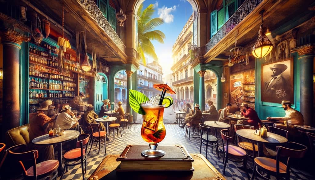 The Hemingway Special cocktail, symbolizing the adventurous spirit of Ernest Hemingway in a Cuban café setting