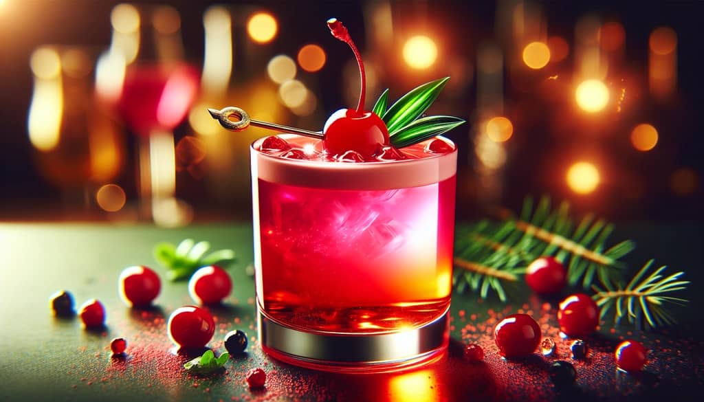 The Mary Pickford cocktail with its bright color, garnished with a maraschino cherry, reflecting her legacy in modern mixology.