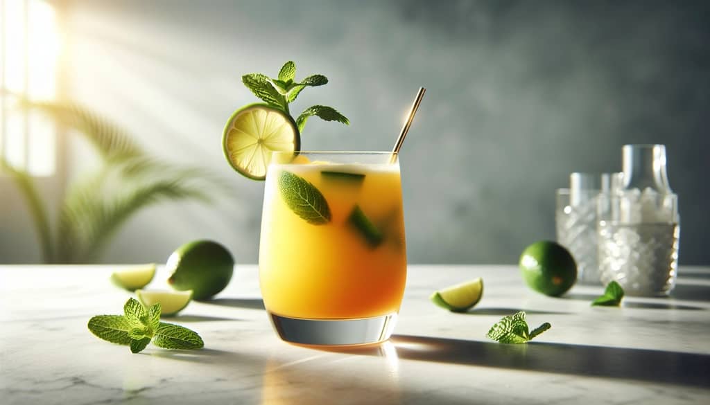 tropical mocktail with fresh mint garnish