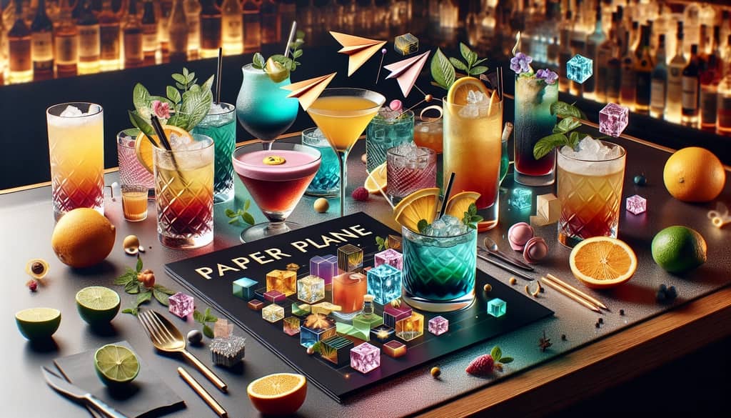 Variations of the Paper Plane cocktail, showcasing different ingredients and infusions that offer new twists on the classic recipe.