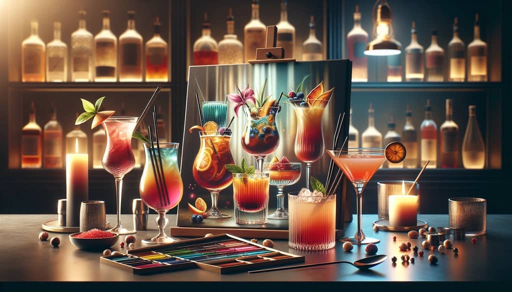 Various modern interpretations of the Vieux Carré cocktail, showcasing innovative twists and vibrant colors.