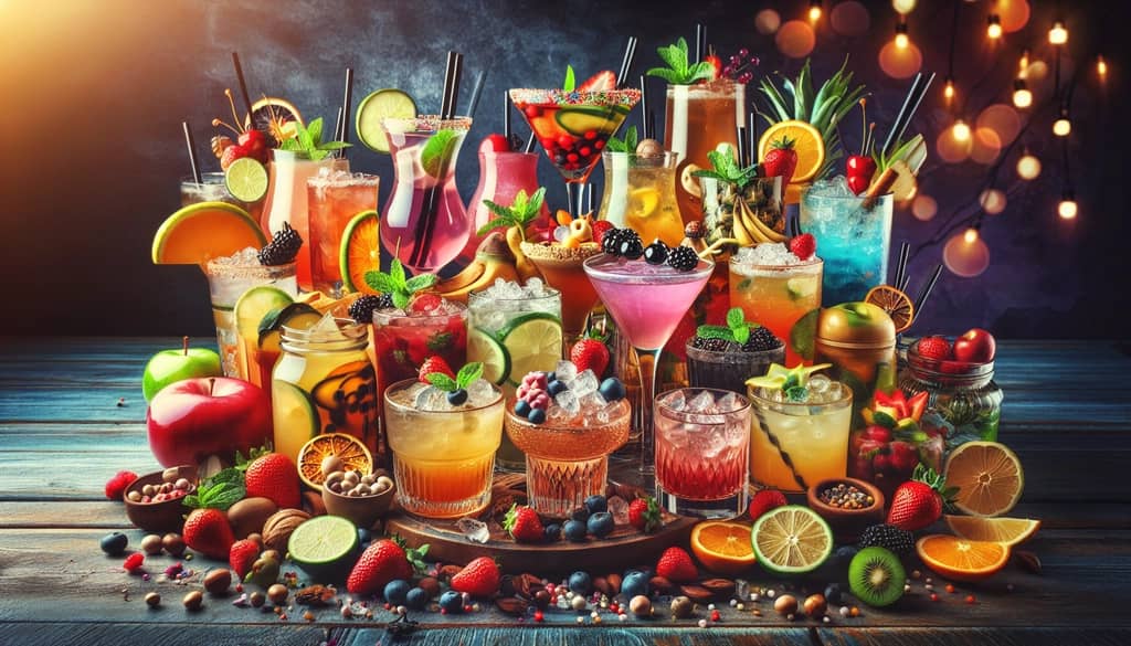 Various special diet cocktails displayed, showcasing low-calorie and vegan options for inclusive enjoyment.