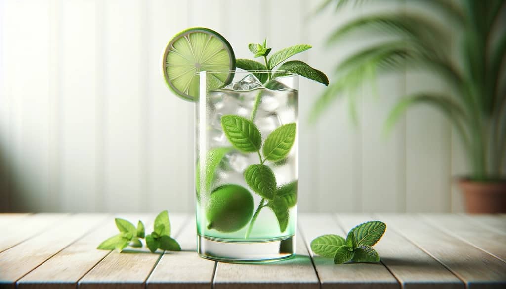 Veganer Mojito im Highball-Glas mit Minze