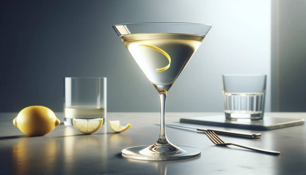 lemon twist garnish on vesper martini