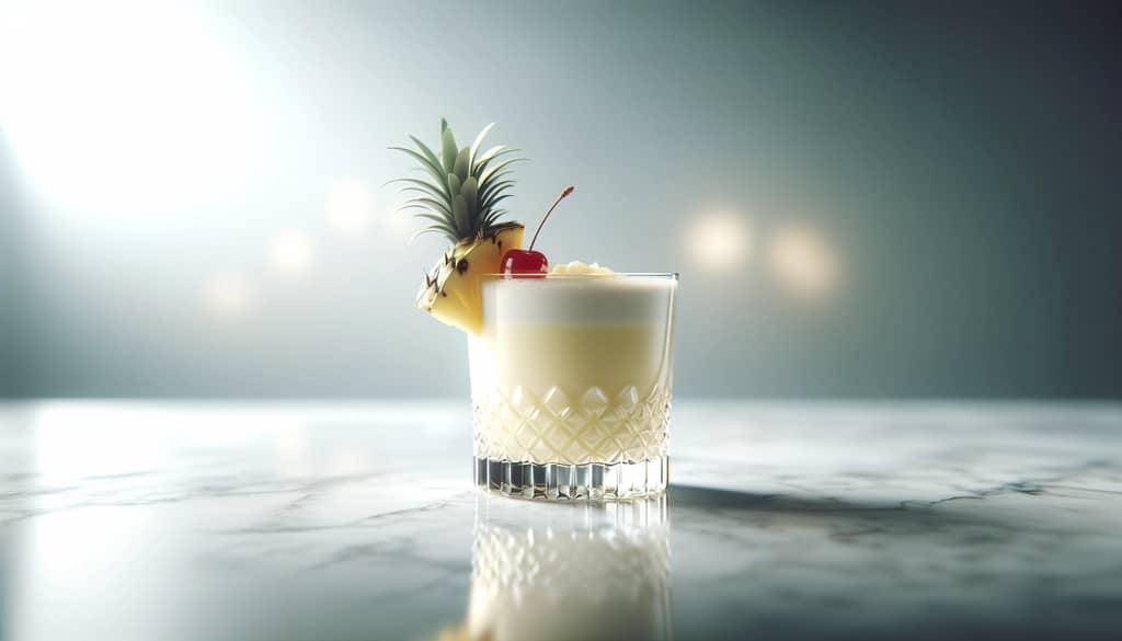 virgin piña colada in tall glass