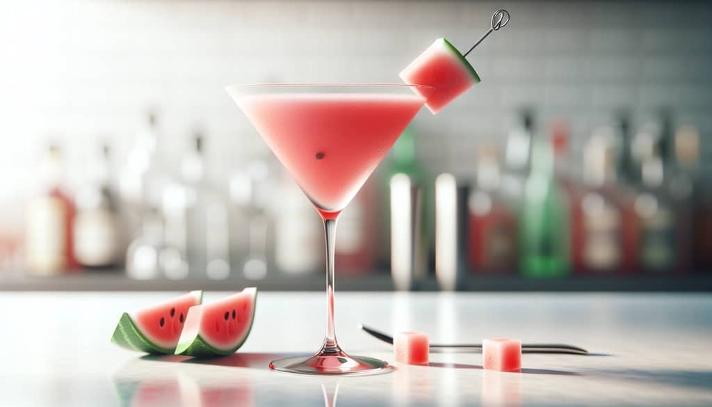 watermelon martini with fresh watermelon garnish