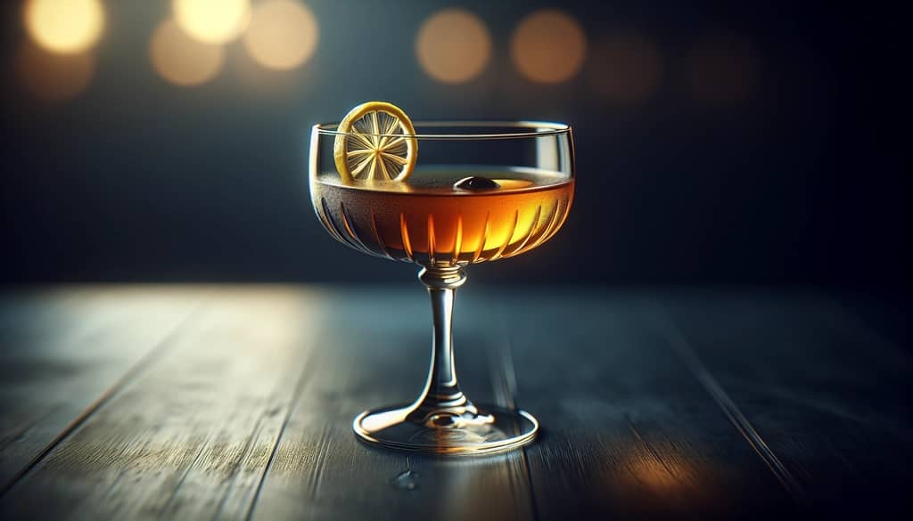 sidecar cocktail with whiskey in coupe glass