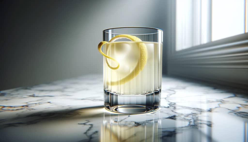 white grape juice mocktail with lemon twist