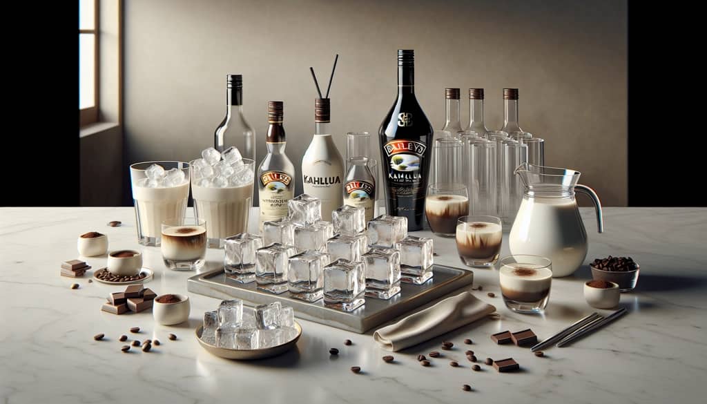 white russian cocktail bar station