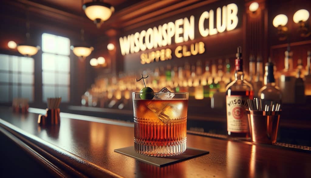 Wisconsin supper club bar with brandy old fashioned