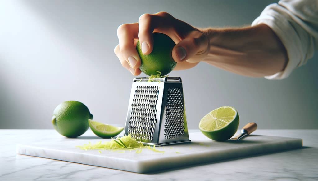 zesting organic lime peel