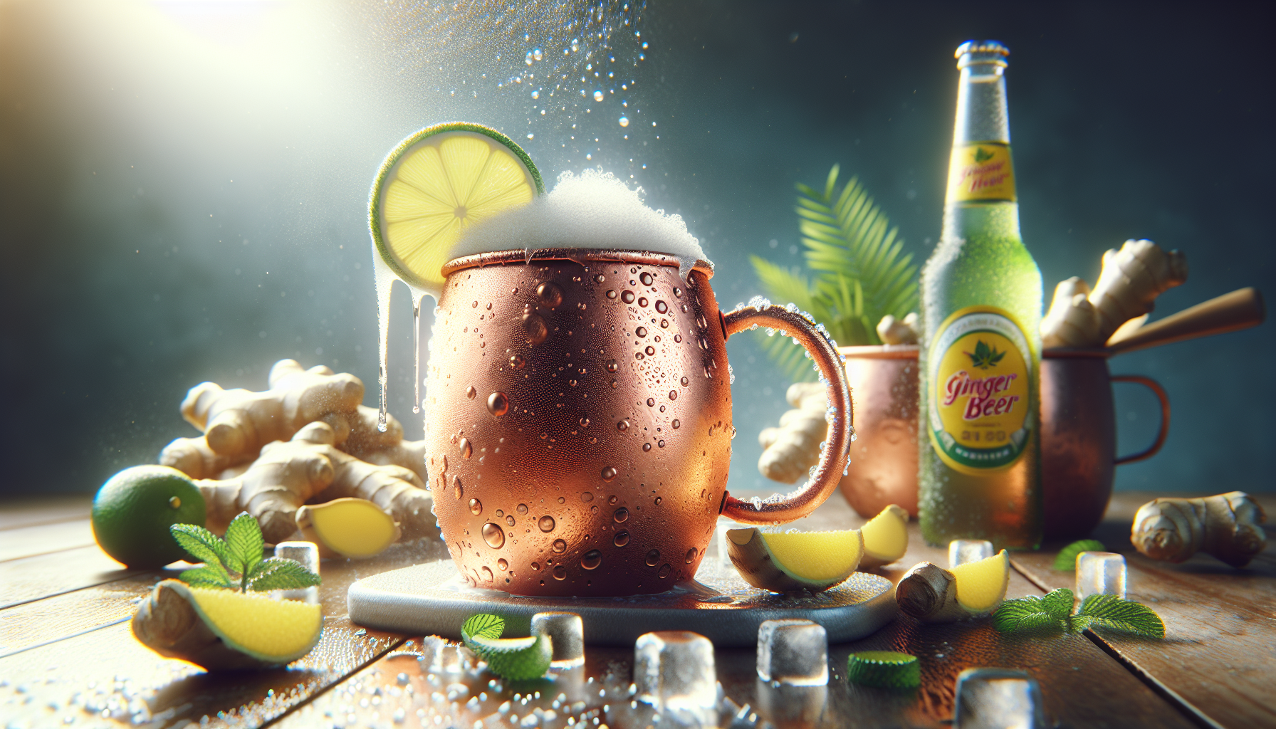 A refreshing Moscow Mule made with non-alcoholic ginger beer, showcasing its suitability for a healthier lifestyle.