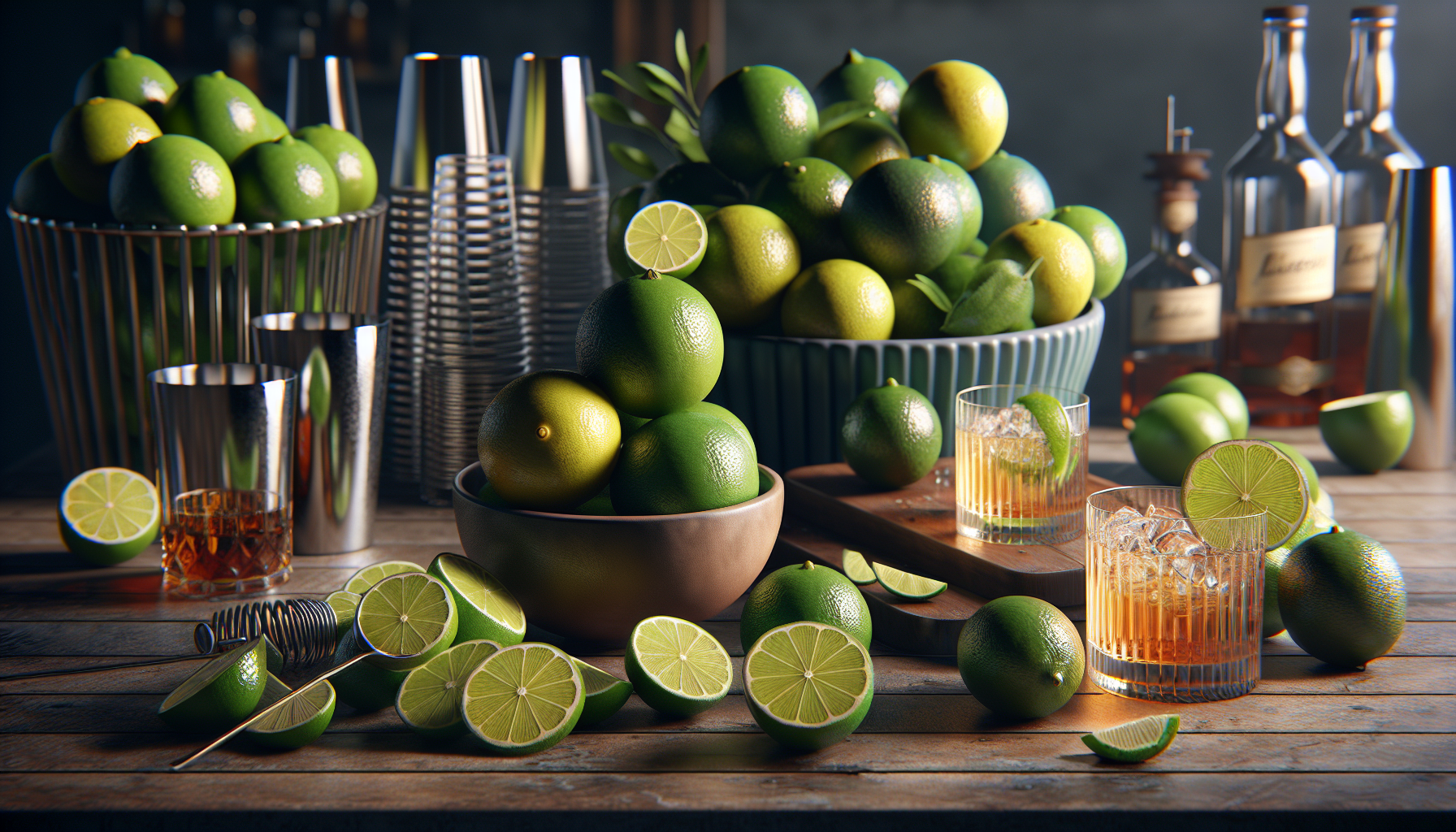 A selection of lime variations ready to enhance the classic Whiskey Sour cocktail.