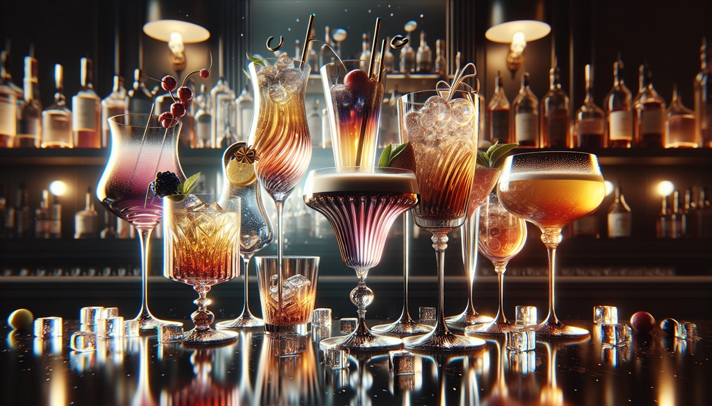 An elegant display illustrating how different glass shapes can affect a cocktail's presentation and taste